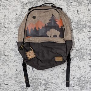 Focused Space Pine Needles Brown & Tan Backpack With Laptop Sleeve